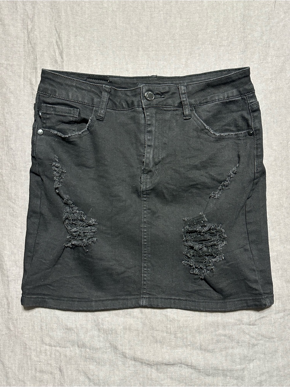 Judy Blue Black Distressed Denim Mini Skirt